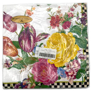 MacKenzie Childs Flower Market White Paper Dinner Napkins 20 Count 8" Sealed New